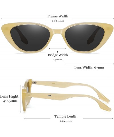 Narrow Cat Eye Sunglasses for Women Vintage Clout Goggles Shades Trendy Chunky Sun Glasses SH1037 Yellow Frame Brown Lens $9....