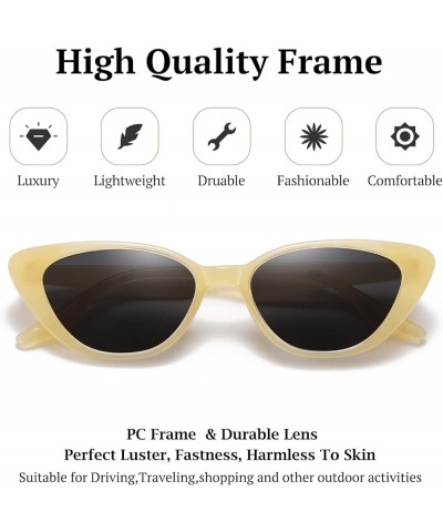 Narrow Cat Eye Sunglasses for Women Vintage Clout Goggles Shades Trendy Chunky Sun Glasses SH1037 Yellow Frame Brown Lens $9....