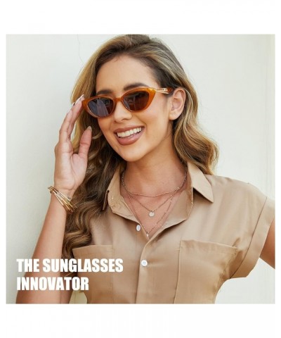 Narrow Cat Eye Sunglasses for Women Vintage Clout Goggles Shades Trendy Chunky Sun Glasses SH1037 Yellow Frame Brown Lens $9....