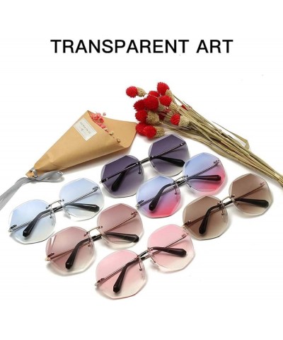 Women's Round Frameless Fashion Sunglasses (Color : G, Size : Medium) Medium E $18.56 Designer