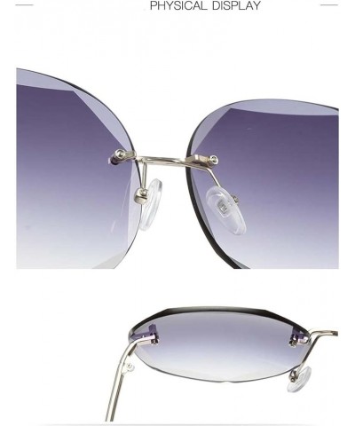 Women's Round Frameless Fashion Sunglasses (Color : G, Size : Medium) Medium E $18.56 Designer