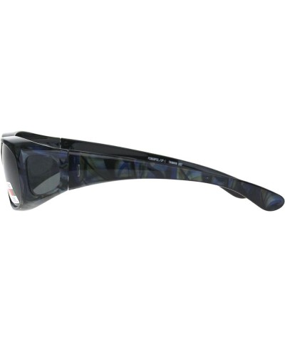 Polarized Womens Geometric Pattern 55mm Rectangular Plastic Fit Over Sunglasses Blue $9.87 Rectangular