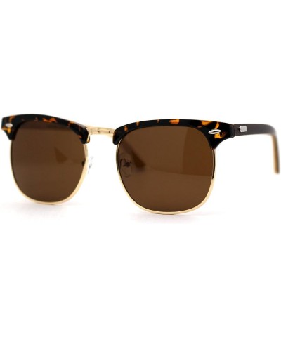 Eco-friendly Real Bamboo Arm Iconic Half Rim Hipster Sunglasses Tortoise Gold Brown $10.80 Designer