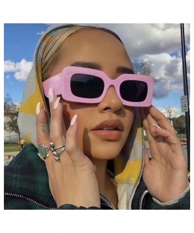 Square Frame Wide Leg Retro Sunglasses for Men and Women Fashion Decorative Sunglasses (Color : E, Size : 1) 1 F $11.82 Designer