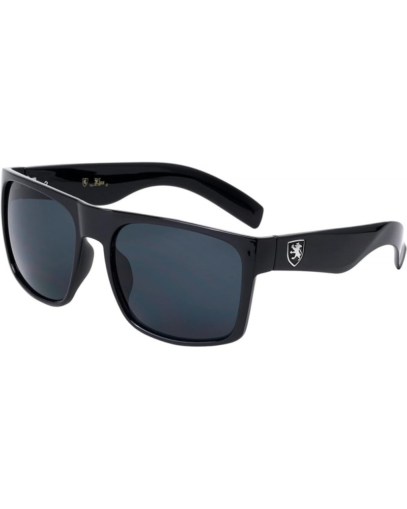 Venturi - Color Mirror Lens Plastic Thick Temple Classic Square Frame Sunglasses Black Glossy $14.35 Square