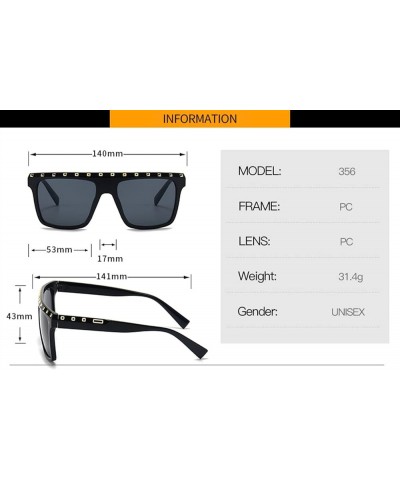 Metal Decorative Men's and Women's Square Sunglasses Outdoor Vacation (Color : A, Size : Medium) Medium B $19.33 Designer