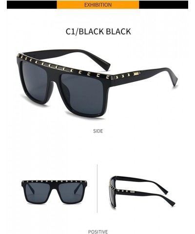 Metal Decorative Men's and Women's Square Sunglasses Outdoor Vacation (Color : A, Size : Medium) Medium B $19.33 Designer