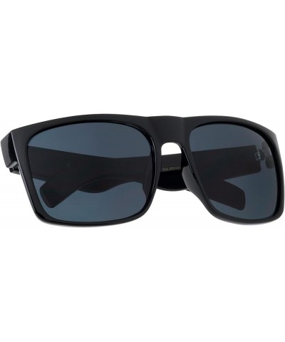 Venturi - Color Mirror Lens Plastic Thick Temple Classic Square Frame Sunglasses Black Glossy $14.35 Square