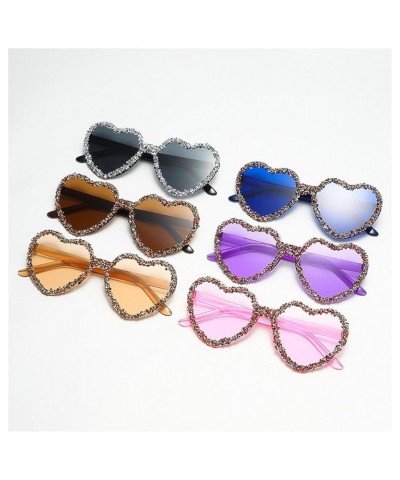 One Piece Love Heart Rhinestones Heart Sunglasses for Women Rimless Stylish Party Shiny Bling Diamond Sun Glasses Purple $10....