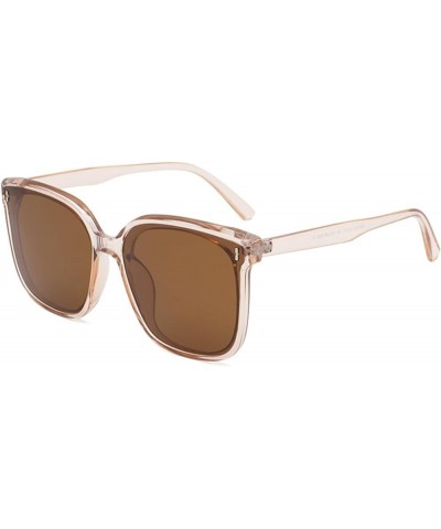 Polarized Square Sunglasses for Women Men Trendy Designer Sun Glasses UV Protection 400 TR90 Frame Pink/Brown $7.01 Square