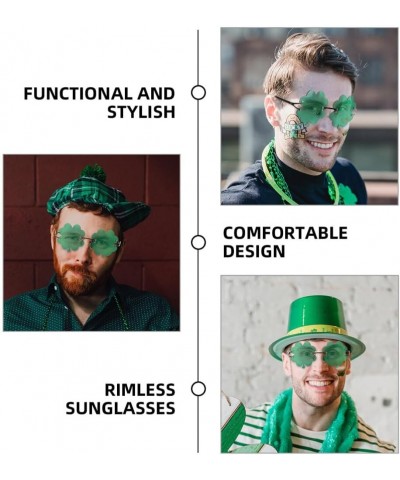 Rimless Sunglasses Four-Leaf C lover Sunglasses Glasses Shamrock Eyeglasses 90s Cute Disco Party Funny glasses Eyewear for Ir...