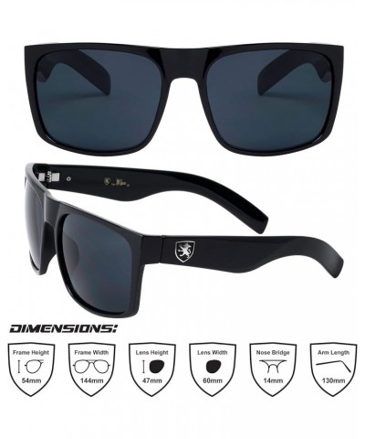 Venturi - Color Mirror Lens Plastic Thick Temple Classic Square Frame Sunglasses Black Glossy $14.35 Square