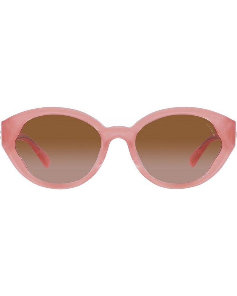 Women's Hc8364u Universal Fit Oval Sunglasses Milky Pink/Transparent Pink/Brown Gradient $65.22 Oval