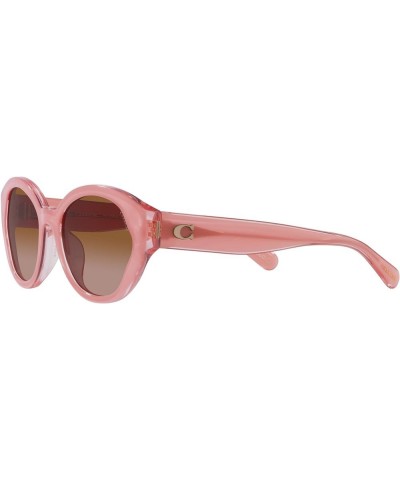 Women's Hc8364u Universal Fit Oval Sunglasses Milky Pink/Transparent Pink/Brown Gradient $65.22 Oval