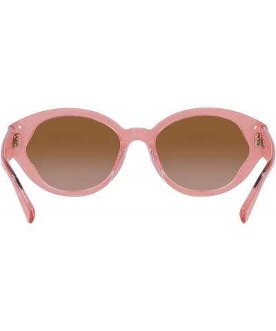 Women's Hc8364u Universal Fit Oval Sunglasses Milky Pink/Transparent Pink/Brown Gradient $65.22 Oval