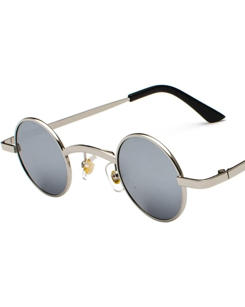 Trending Wide Bridge Retro Rock Punk Sunglasses Classic Small Round Clear Glasses 05 Silver Silver As Picture $17.90 Sport