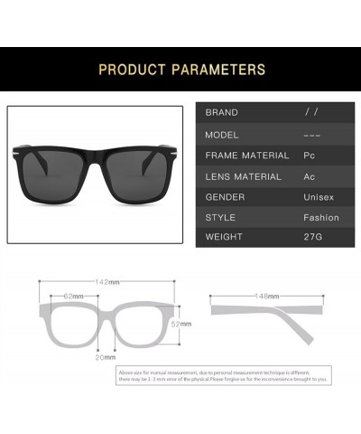 Square Frame Fashionable Decorative Sunglasses for Men and Women (Color : G, Size : 1) 1 D $16.00 Designer