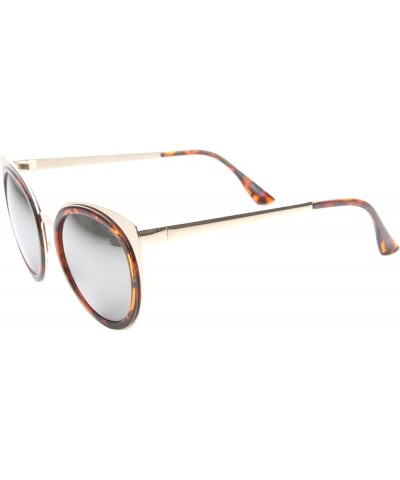 Womens Two-Toned Metal Reinforced Color Mirror Lens Cat Eye Sunglasses 54mm Tortoise-gold / Silver Mirror $8.95 Cat Eye