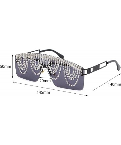 Sparkling Crystal Cat Eye Sunglasses Rhinestone Tassel Sunglasses for Women Fashion Trendy Shades Eyewear Black Layered Rhine...