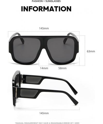 Cool Oversized Sunglasses For Women Men Big Tinted Funky Flat Top Sunglasses Pilot Shield Cool Shades Black $10.54 Aviator