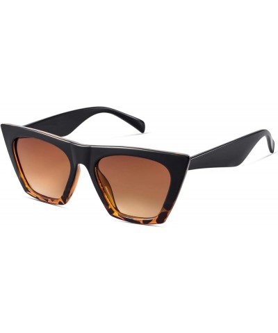 Square Cat Eye Sunglasses for Women Trendy Style Model-SHINE Black Tortoise $10.35 Aviator