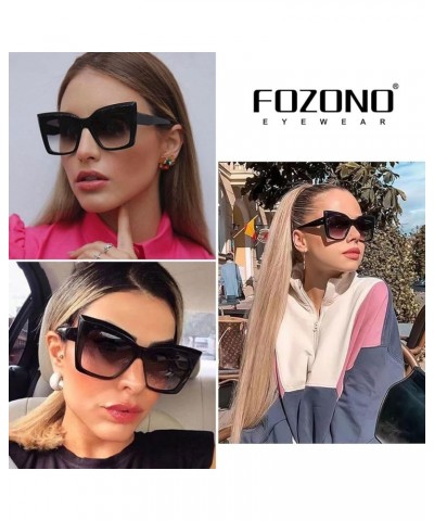 Large Cat Eye Sunglasses for Women Trendy Oversized Square Retro Sunnies Sun Glasses White Frame/Grey Lens $10.39 Oversized