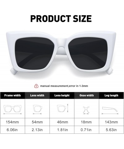 Large Cat Eye Sunglasses for Women Trendy Oversized Square Retro Sunnies Sun Glasses White Frame/Grey Lens $10.39 Oversized