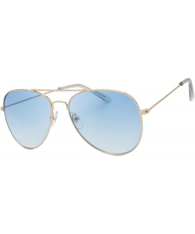 Classic Metal Frame Mirror Lens Aviator Sunglasses with Gift Box 28-gold Gradient Blue $8.99 Aviator