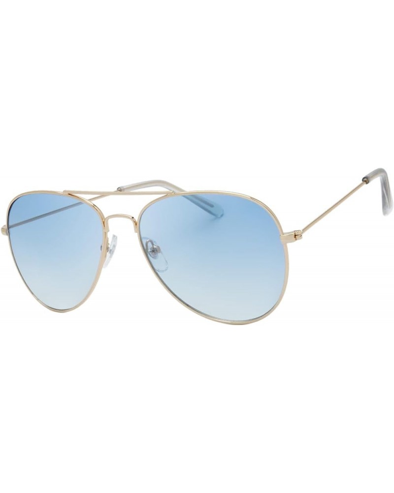 Classic Metal Frame Mirror Lens Aviator Sunglasses with Gift Box 28-gold Gradient Blue $8.99 Aviator