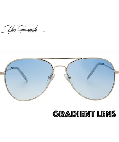 Classic Metal Frame Mirror Lens Aviator Sunglasses with Gift Box 28-gold Gradient Blue $8.99 Aviator