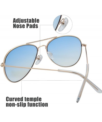 Classic Metal Frame Mirror Lens Aviator Sunglasses with Gift Box 28-gold Gradient Blue $8.99 Aviator