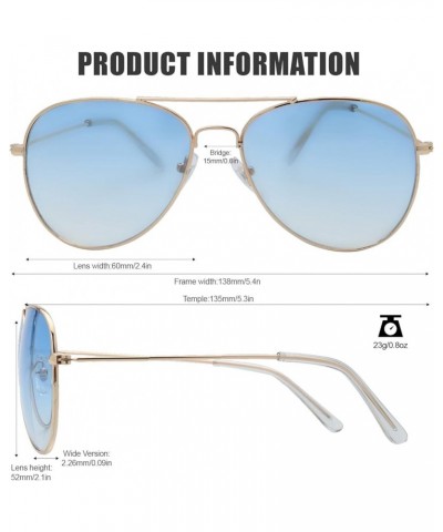 Classic Metal Frame Mirror Lens Aviator Sunglasses with Gift Box 28-gold Gradient Blue $8.99 Aviator