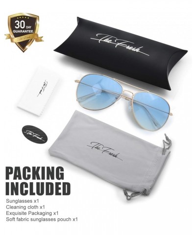 Classic Metal Frame Mirror Lens Aviator Sunglasses with Gift Box 28-gold Gradient Blue $8.99 Aviator