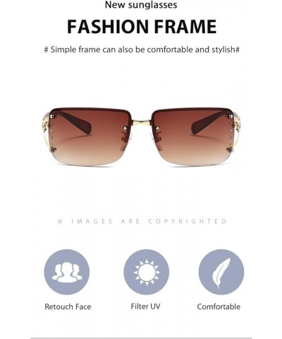 Frameless Fashion Woman Outdoor Retro Vacation Decoration Sunglasses (Color : A, Size : 1) 1 E $13.90 Designer