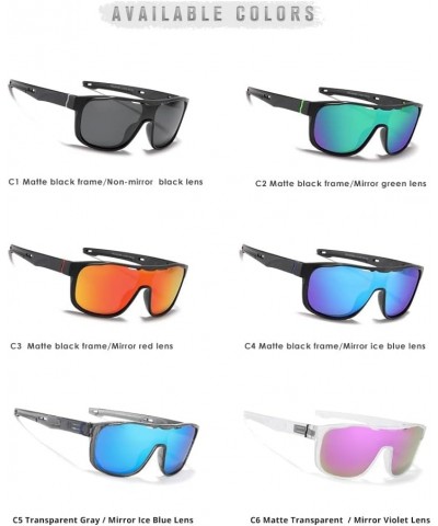 One Piece Shape Polarized Sunglasses Men Sports Shield Glasses Oversized Reduce windage Designed Frame C2 $17.18 Round