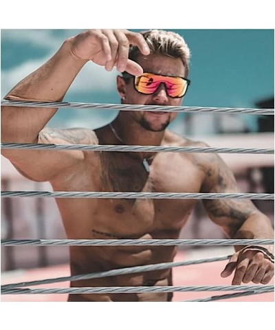 One Piece Shape Polarized Sunglasses Men Sports Shield Glasses Oversized Reduce windage Designed Frame C2 $17.18 Round