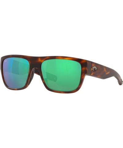 Men's Sampan Rectangular Sunglasses Matte Tortoise/Green Mirrored Polarized-580g $101.79 Rectangular