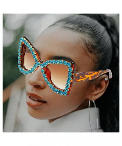 Women's Retro Classic Butterfly Shape Diamond Sunglasses Luxury Diamond Butterfly Sunglasses Leopard-tea $12.09 Butterfly