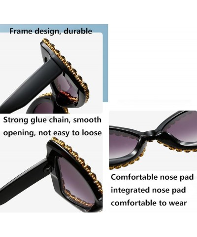 Women's Retro Classic Butterfly Shape Diamond Sunglasses Luxury Diamond Butterfly Sunglasses Leopard-tea $12.09 Butterfly