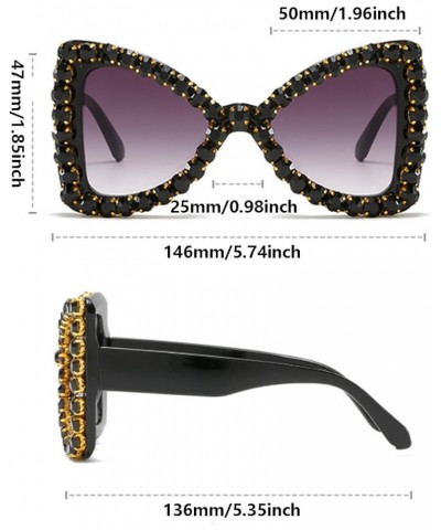 Women's Retro Classic Butterfly Shape Diamond Sunglasses Luxury Diamond Butterfly Sunglasses Leopard-tea $12.09 Butterfly