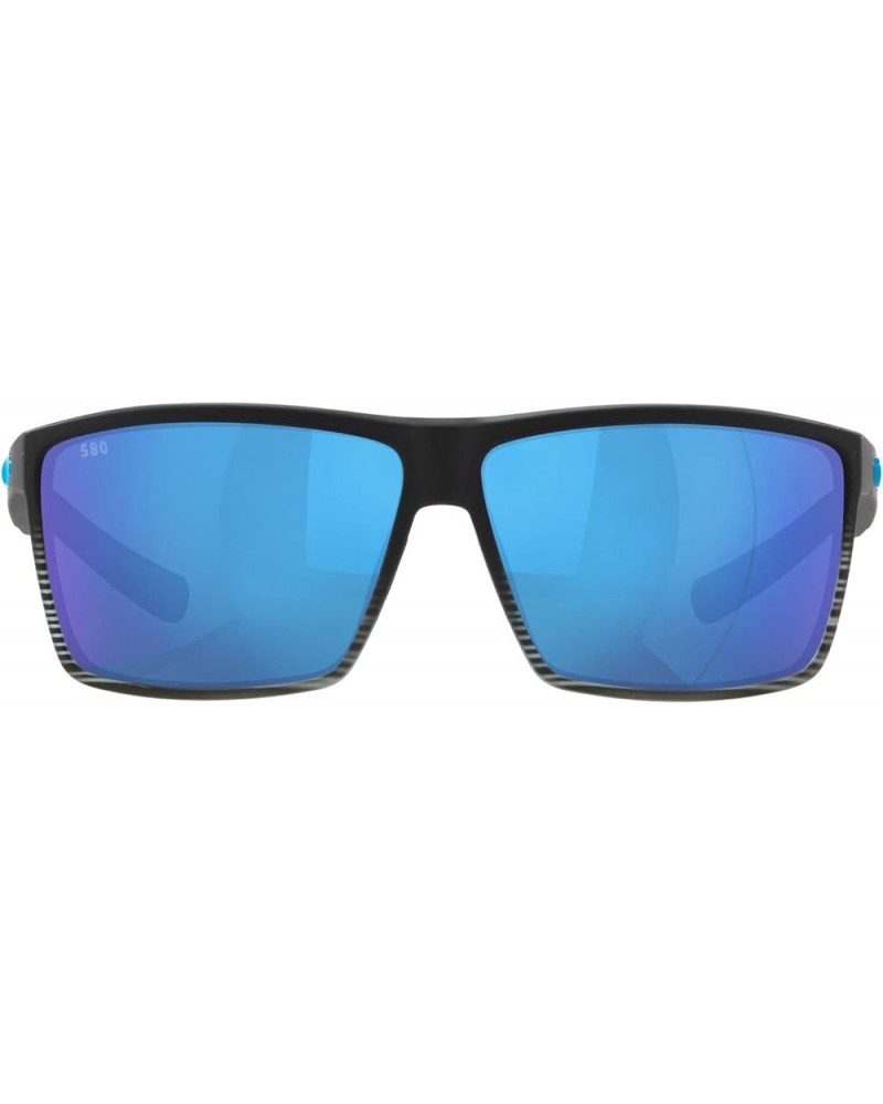 Men's Rincon Fishing and Watersports Rectangular Sunglasses Matte Smoke Crystal/Blue Mirrored Polarized-580g $68.80 Sport