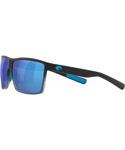 Men's Rincon Fishing and Watersports Rectangular Sunglasses Matte Smoke Crystal/Blue Mirrored Polarized-580g $68.80 Sport