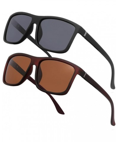 Men's Sports Polarized Sunglasses Square Frame Glasses NP1007 B05 Matte Black/Grey + Matte Brown/Brown $9.85 Square