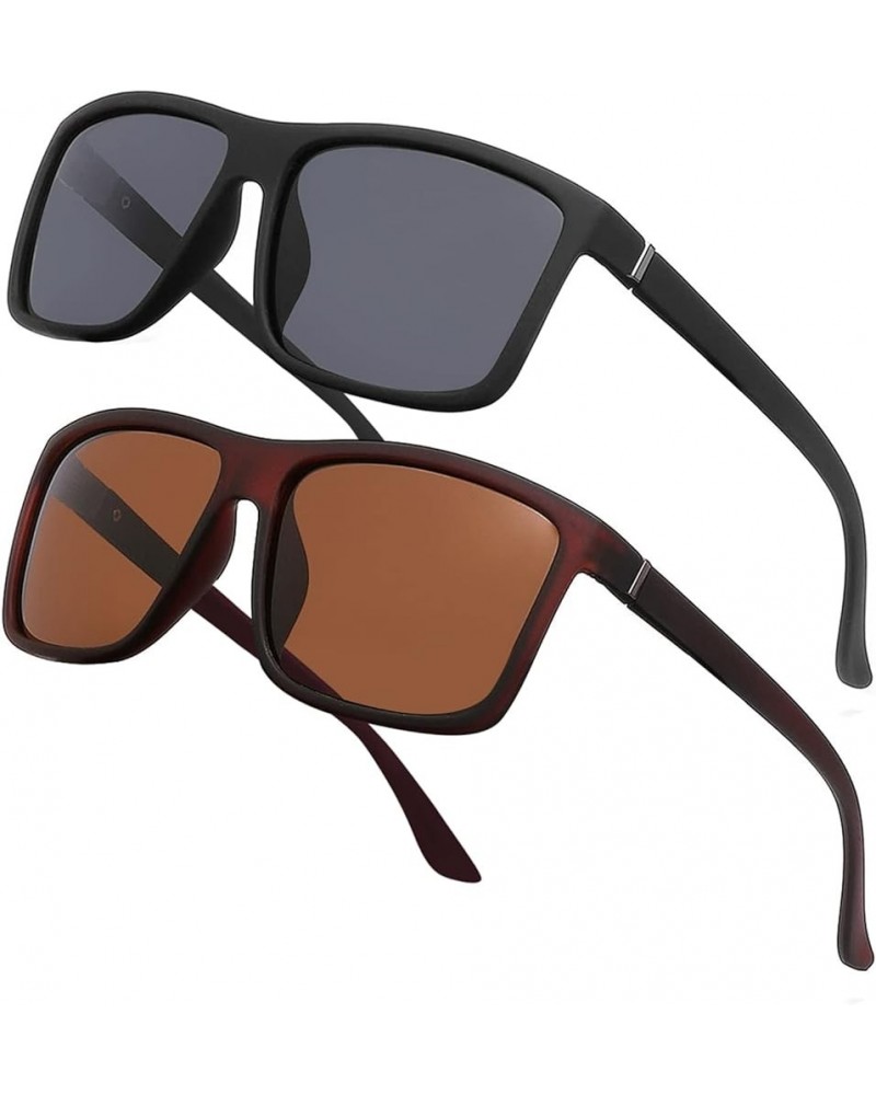 Men's Sports Polarized Sunglasses Square Frame Glasses NP1007 B05 Matte Black/Grey + Matte Brown/Brown $9.85 Square