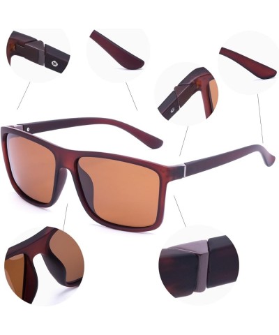 Men's Sports Polarized Sunglasses Square Frame Glasses NP1007 B05 Matte Black/Grey + Matte Brown/Brown $9.85 Square