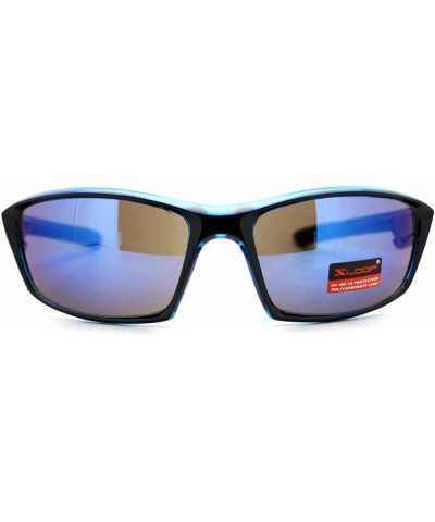 Xloop Mens Sunglasses Sports Fashion Rectangular Wrap Around UV 400 Blue blue mirror $12.95 Designer