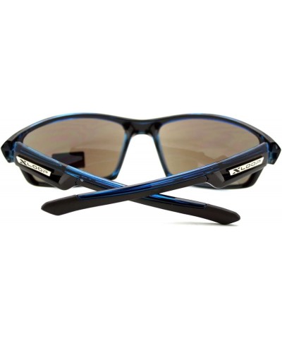 Xloop Mens Sunglasses Sports Fashion Rectangular Wrap Around UV 400 Blue blue mirror $12.95 Designer