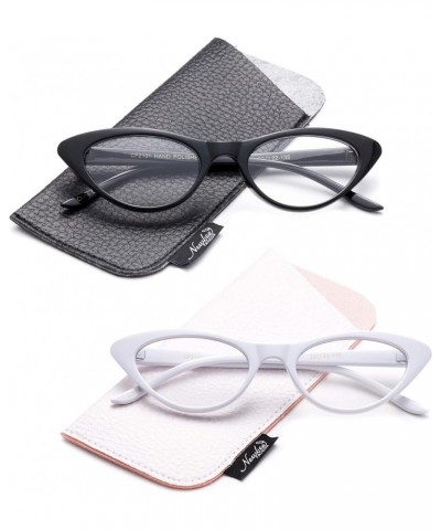 Women Vintage Cateyes 80s Fashion Clear Lens Cat Eye Glasses 2 Pack - Black & White $8.39 Cat Eye