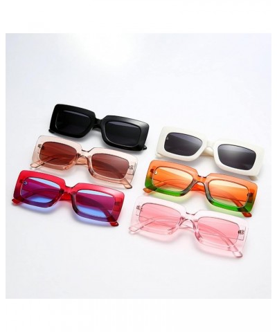 Retro Square Colorful Shades UV400 Women Gradient Sunglasses Fashion Men Orange Green Sun Glasses White $10.96 Square