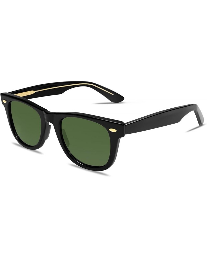 Trendy Square Sunglasses for Men Womens Retro Classic Sun Glasses VL9766 Black/Green $7.64 Square